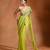 Lime green embroidered organza georgette saree set