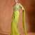 Lime green embroidered organza georgette saree set