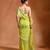 Lime green embroidered organza georgette saree set