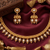 Antique gold matte temple jewelry set white  stone choker necklace drop earrings indian wedding bridal