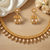 Antique gold matte temple jewelry set white  stone choker necklace drop earrings indian wedding bridal