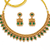 Antique gold matte temple jewelry set green stone choker necklace drop earrings indian wedding bridal