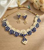 Meenakari peacock  necklace set with pearl earrings | indian bridal festival jewelry