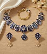 Meenakari peacock  necklace set with pearl earrings | indian bridal festival jewelry