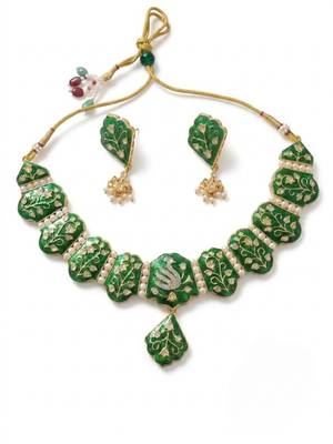 Meenakari peacock  necklace set with pearl earrings | indian bridal festival jewelry 4