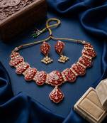 Meenakari peacock  necklace set with pearl earrings | indian bridal festival jewelry