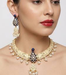 Royal peacock meenakari kundan necklace set with pearl drops | handcrafted indian bridal choker & earrings