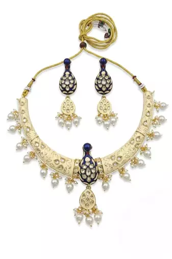 Royal peacock meenakari kundan necklace set with pearl drops | handcrafted indian bridal choker & earrings