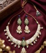 Royal peacock meenakari kundan necklace set with pearl drops | handcrafted indian bridal choker & earrings