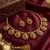 Gold plated temple jewelry set | traditional red & green stone choker necklace with matching earrings