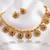 Gold plated temple jewelry set | traditional red & green stone choker necklace with matching earrings