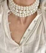 Multi-strand pearl choker necklace | elegant layered pearl statement jewelry
