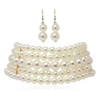 Multi-strand pearl choker necklace | elegant layered pearl statement jewelry 3