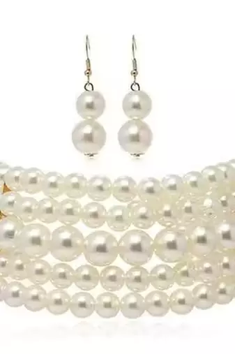 Multi-strand pearl choker necklace | elegant layered pearl statement jewelry