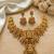 Gold temple jewelry set - south indian lakshmi necklace & jhumka earrings