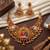 Antique gold south indian temple jewelry set: divine shiva parvati necklace with jhumkas for bridal & festive wear