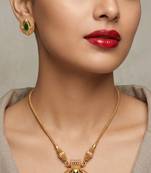 Traditional gold-plated emerald green pendant necklace :: set - handcrafted ethnic jewelry for women