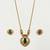 Traditional gold-plated emerald green pendant necklace :: set - handcrafted ethnic jewelry for women