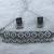 Oxidized silver mirror choker set, traditional ethnic indian jewelry for women, bollywood wedding & festival necklace