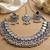 Oxidized silver mirror choker set, traditional ethnic indian jewelry for women, bollywood wedding & festival necklace