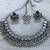 Oxidized silver mirror choker set, traditional ethnic indian jewelry for women, bollywood wedding & festival necklace
