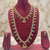 Green emerald necklace set long haram temple jewelry south indian bridal jewelry set