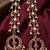 Gold kemp  earrings with matal chain, south indian temple jewelry set, bridal wedding earrings