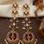 Gold kemp  earrings with matal chain, south indian temple jewelry set, bridal wedding earrings