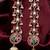 Gold kemp jhumka earrings with matal chain, south indian temple jewelry set, bridal wedding earrings