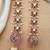 Gold kemp jhumka earrings with matal chain, south indian temple jewelry set, bridal wedding earrings