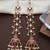 Gold kemp  earrings with matal chain, south indian temple jewelry set, bridal wedding earrings