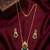 Temple jewelry set with emerald green stone pendant & drop earrings | indian bridal wedding necklace