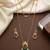 Temple jewelry set with emerald green stone pendant & drop earrings | indian bridal wedding necklace