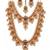 Gold plated south indian temple jewelry set, ruby emerald pearl long haram necklace, earrings & maang tikka