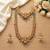 Temple jewelry combo set with mint green beads, lakshmi motif choker, long necklace & jhumkas for weddings