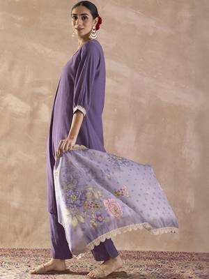 Sequinned A-Line Kurta With Trousers & Dupatta 3