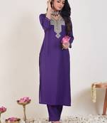 Ethnic Motifs Embroidered Thread Work Kurta With Trouser