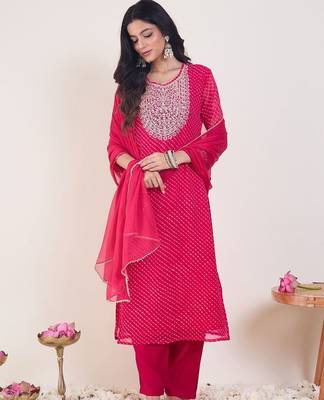 Ethnic Motifs Embroidered Regular Sequinned Kurta With Trousers & Dupatta 1