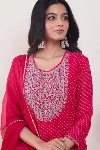 Ethnic Motifs Embroidered Regular Sequinned Kurta With Trousers & Dupatta