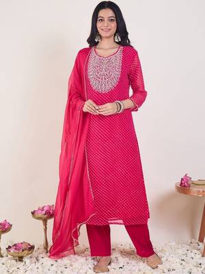 Ethnic Motifs Embroidered Regular Sequinned Kurta With Trousers & Dupatta 4