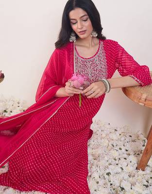 Ethnic Motifs Embroidered Regular Sequinned Kurta With Trousers & Dupatta 6
