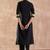 Embroidered Sequinned Straight Kurta With Trousers