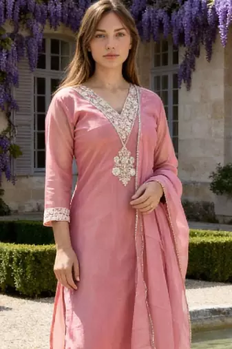 Women Ethnic Motifs Embroidered Regular Kurta with Trousers & With Dupatta