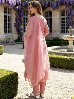 Women Ethnic Motifs Embroidered Regular Kurta with Trousers & With Dupatta 4