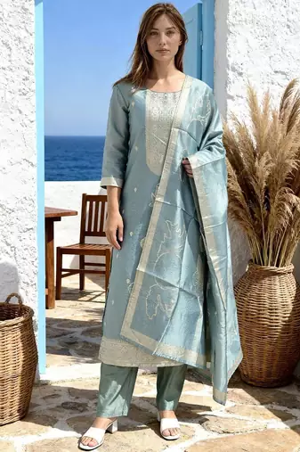 Women Regular Kurta with Trousers & With Dupatta