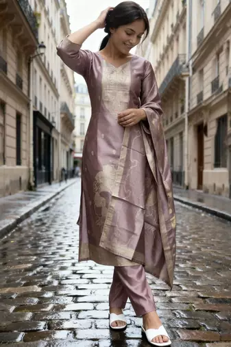 Women Regular Kurta with Trousers & With Dupatta