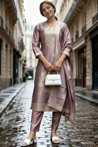 Women Regular Kurta with Trousers & With Dupatta