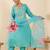 Floral Embroidered Panelled Thread Work A-Line Kurta With Trousers & Dupatta