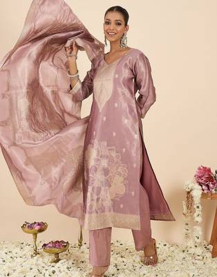 Women Ethnic Motifs Regular Kurta with Trousers & With Dupatta 1
