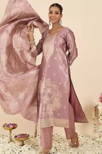 Women Ethnic Motifs Regular Kurta with Trousers & With Dupatta